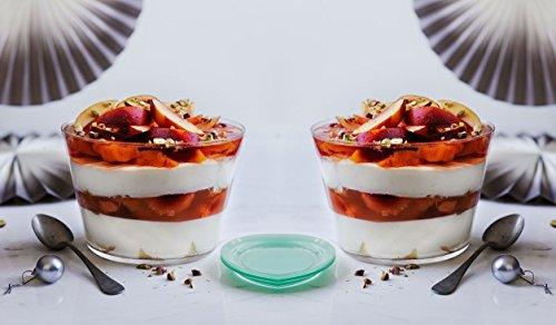 Set Of 6 Crystal Clear Glass 6 Ounce Dessert Ice Cream/Fruit Bowls, With 6 Taster Spoons, 12 -Piece Tasters Trifle Honey Tinis Dessert Bowl Set - Le'raze by G&L Decor Inc