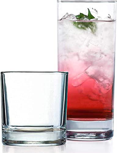 Glasses Set of 4 Tall Drinking Glasses. 18oz Cocktail Glass Set, Ice  Tea/Bourbon/Mojito Drink-ware - Drinkware