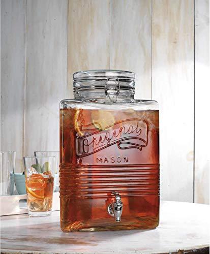 Attractive 2 Gallon Glass Drink Dispenser - 100% Leak Proof - Wide Mou