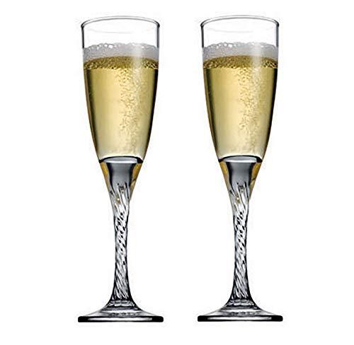 Crystal Champagne Toasting Flutes, Elegant Champagne Glasses with Twist Design Ideal for Wedding, Party Essentials, Wine Gifts – Set of 2 Stemmed Glass Flutes - Le'raze by G&L Decor Inc