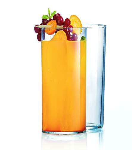Modern Highball Glasses Set of 12 - Lead-Free Crystal Clear Drinking Glasses, Elegant Glass Cups for Water, Wine, Beer, Cocktails and Mixed Drinks - Le'raze by G&L Decor Inc