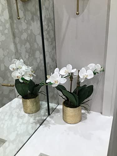 Fake Flowers for Decoration in Vase, 2 Stems Orchids Artificial Flowers, Beautiful Flower Centerpieces for Tables for Home Décor - Bedroom Décor - Kitchen Décor - Office Decoration = Charismas Gift - Le'raze by G&L Decor Inc