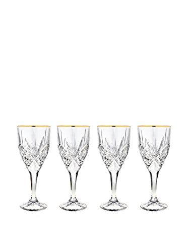 Godinger Set Of 4 Dublin Goblet Gold Band, Clear, 3x3x8.10 - Le'raze by G&L Decor Inc