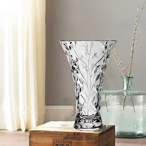 Beautiful Glass Flower Vase with Wooden Plant Stand & 6 Bud Vases