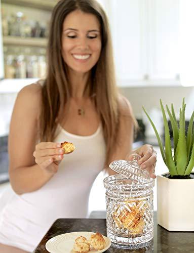 Elegant Crystal Candy Jar with Lid, Glass Biscuit Jar – Cookie Jar for Food Storage and Organization – 24 ounce Diamond-faceted Crystal Dish - Le'raze by G&L Decor Inc