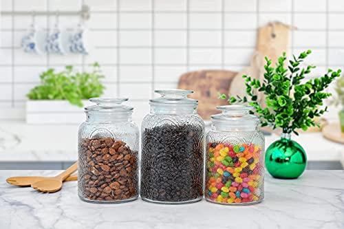 AIRCOWRIE Airtight Canister Food Storage Container For Kitchen Counter Sugar  Coffee Cookie Spices Glass Jars With