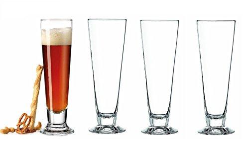 Classic Pub Pilsner Beer Glasses 14-ounce Footed Beer Glass, Beverage Drink Cups Glassware - Le'raze by G&L Decor Inc