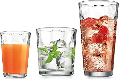 Acrylic Drinking Glasses [Set of 18] Glassware Set Includes 6-17oz Hig -  Le'raze by G&L Decor Inc