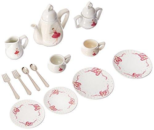 Delton Products Ballerina Tea Set For Two in Basket - 18 Pieces - Le'raze by G&L Decor Inc