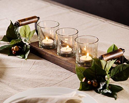 Le'raze Votive Candle Centerpiece, Decorative Wood Candle Holder Center Piece for Living Room, Dinning Room, Table Decor, Mantel and Wedding – 4 Piece Rustic Candle Holder - Le'raze by G&L Decor Inc