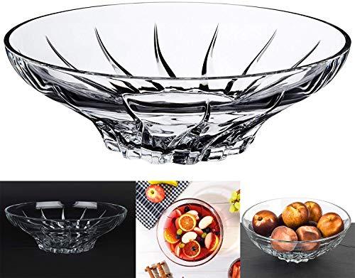 Le’raze Attractive Large Crystal Round Serving Bowl, Beautiful European Design Centerpiece Dish, Elegant Multipurpose Salad bowl, Fruit Server. - Le'raze by G&L Decor Inc