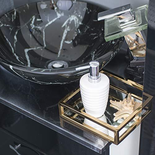 Gold Mirrored Tray, Mirrored Vanity Tray Ideal for Whiskey Decanter, Candle Sticks, Vanity Set, Napkins and Serving - Le'raze by G&L Decor Inc