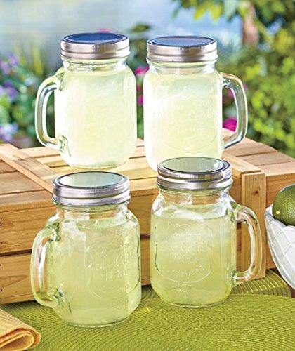 Le'raze 4 Glass Mason Jars with Lids, Metal Stand, Chalk Labels & Chalk Marker - Le'raze by G&L Decor Inc