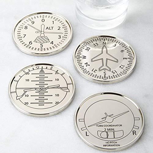 Coasters for Drinks, Elegant Aviation Coasters Makes a Great Airplane Decor, Aviation Gifts, Pilot Gifts. Protect Furniture from Damage - Le'raze by G&L Decor Inc