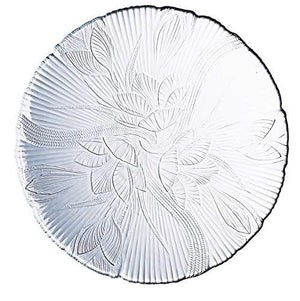 Elegant Floral Design [Set of 12] Dinner Plate and Charger, Wedding Reception Plate Chargers For Table Settings, Glass Round Heavyweight Charger Plates, 10.75 inches - Le'raze by G&L Decor Inc