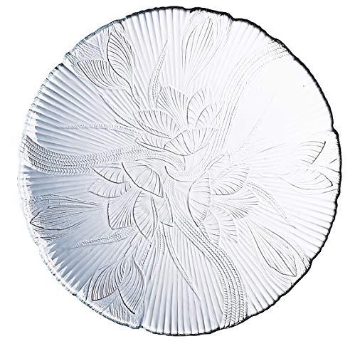 Elegant Floral Design [Set of 12] Dessert and Serving Plate, Glass Round Heavyweight Serving Plates, 7.5 inches - Le'raze by G&L Decor Inc