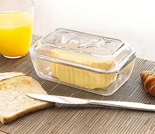 2-Piece Cow Design Butter Dish with Lid | Covered Tempered Glass Butter Dish | Dishwasher Safe - Le'raze by G&L Decor Inc