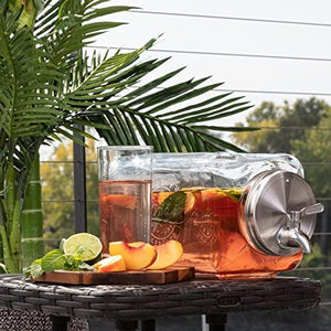 Outdoor Glass Beverage Dispenser with Stainless Steel Spigot, Ice