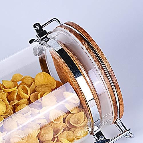 Set of 3 Tall Canisters, Glass Kitchen Canister with Airtight Bamboo Clamp Lid, Glass Storage Jars for Kitchen, Bathroom and Pantry Organization - Le'raze by G&L Decor Inc