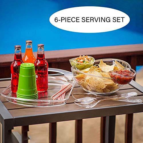 Acrylic Chip and Dip Serving Set with Serving Tray, Great for Chips, Dips, Appetizer, Fruit Bowl, Salad and Snack - Le'raze by G&L Decor Inc