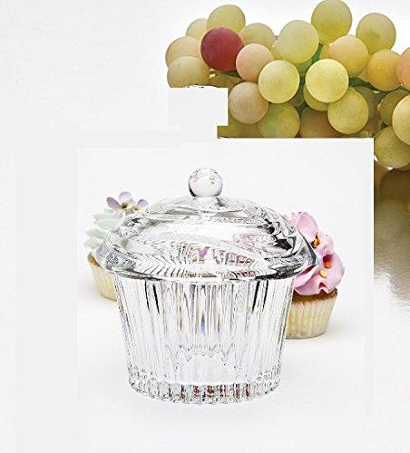 Elegant Crystal Cupcake Candy Dish, Cookie's Holder, With Lid for Home/Office Decor Candy Jar - Le'raze by G&L Decor Inc