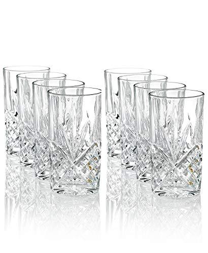 Elegant Crystal Pitcher Drinkware Set with 4 Crystal highball Tumblers, Beautiful Jug with handle and Spout for Chilled Beverage Homemade Juice, Iced Tea or Water - Le'raze by G&L Decor Inc