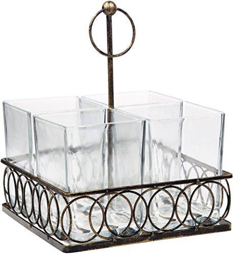 Utensil Caddy with handle 4 Section Flatware Caddy Holds Forks, Spoons, Spatula - Vintage Flatware Organizer Set - Silverware Holder For Kitchen Countertop Storage - Le'raze by G&L Decor Inc