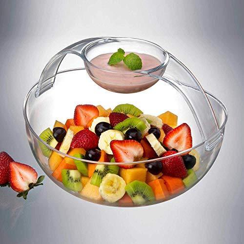 Acrylic Chip and Dip Serving Bowl, Clear Serving Dish Bowl Great for Chips, Dips, Appetizer, Fruit Bowl, Salad and Snack – Elegant Chips and Dip Plate - Le'raze by G&L Decor Inc
