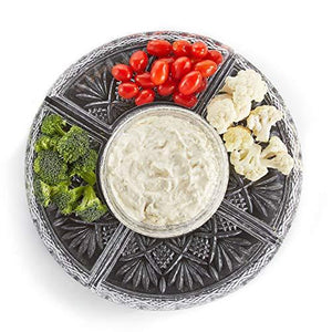 Elegant Crystal Lazy Susan, Beautiful Revolving Appetizer Display, Serving, Chip and Dip Set, Party - Le'raze by G&L Decor Inc