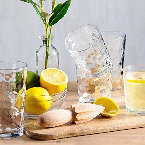 Elegant 5 Piece Entertainment Set – Carafe Water Pitcher – Four Highball Glasses – Stunning Ring Design – Premier Quality Glass – Decorative Drink Set - Le'raze by G&L Decor Inc