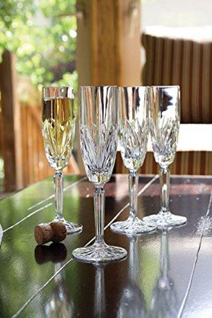 Elegant Crystal Champagne Toasting Flutes, Sparkling Design, Set of 6 Glasses,Ideal for Marriage Proposal, WeddingParty Essentials. - Le'raze by G&L Decor Inc