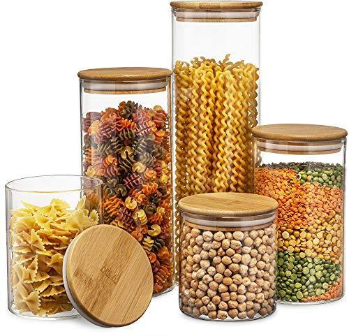 Glass Canister Set for Kitchen & Bathroom, Apothecary Food Storage Jar -  Le'raze by G&L Decor Inc