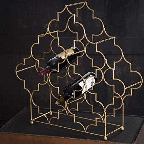 Elegant Modular 4 Tier Wine Rack, Wine Storage, Free-Standing Wine Bottle Display, 24inches High Antique Gold Metallic Holder, Holds 8-32 Bottles of Your Favorite Wines - Le'raze by G&L Decor Inc