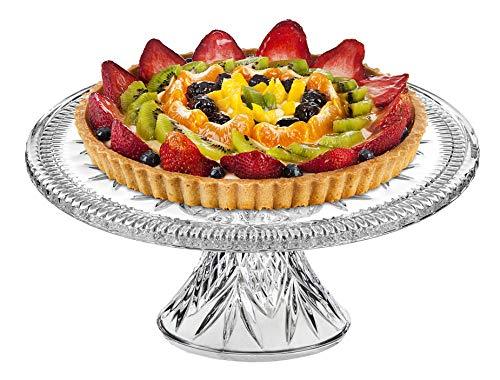 Le'raze Crystal Cake Plate With Stand, 12" Round Pedestal Cake Stand, Desert Serving Tray For Weddings, Events, Parties - Le'raze by G&L Decor Inc