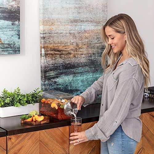 Glass Beverage Dispenser for Parties 100 Leakproof Stainless Steel