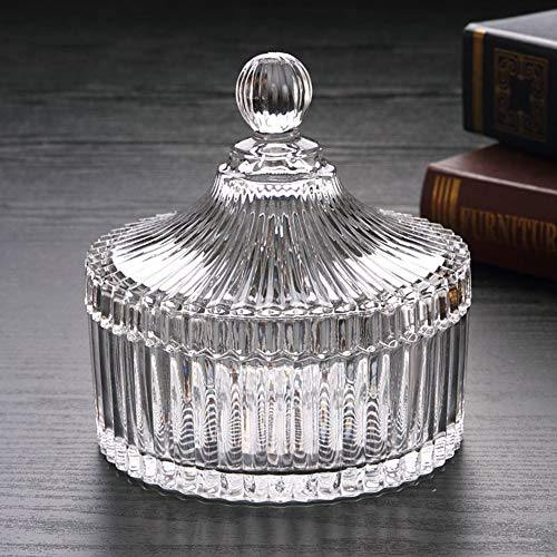 Glass Candy Jar with Lid - Crystal Candy Dish Bowl Ideal For Home, Office and Party - Small Candy Bowl - Le'raze by G&L Decor Inc