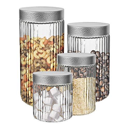 Heavy Glass Canister Trio - Flour, Sugar & Brown Sugar. - Kitchen