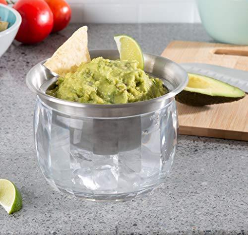 Stainless Steel Dip Chiller Bowl with Acrylic Ice Bowl with Acrylic Ice Base - Cold Food Buffet Server - Le'raze by G&L Decor Inc