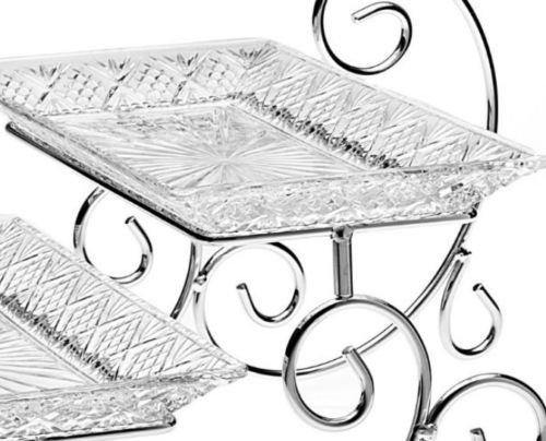 3 Tier Rectangular Serving Platter,Tiered Food Tray Stand, Three Plate Display Cake, Fruit, Snack Server. Dessert Server Stand/Cupcake Tower/Appetizer Serving Tray - Le'raze by G&L Decor Inc