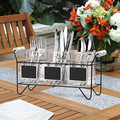 Kitchen Utensil Cutlery Organizer- Flatware Caddy Holds Forks, Spoons, Spatula - Vintage Flatware Organizer Set - Silverware Holder For Kitchen Countertop Storage - Le'raze by G&L Decor Inc