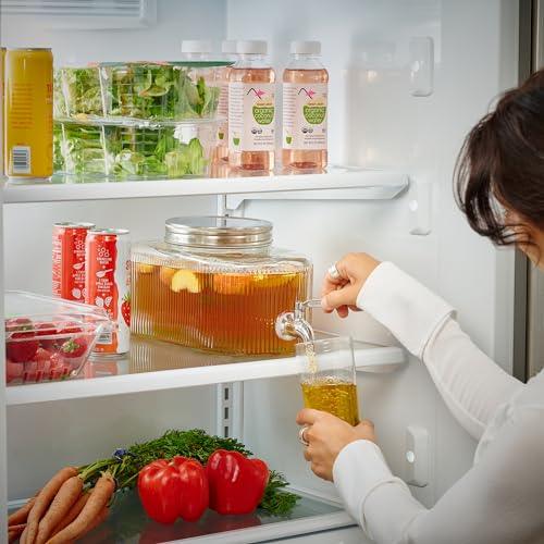 Glass Drink Dispenser for Fridge - 100% Leakproof Stainless Steel Spigot - Liquid Laundry Detergent Dispenser, Punch Bowl Beverage Dispenser for Parties, Water Dispenser Countertop, 5L Jug 1.32 Gallon - Le'raze by G&L Decor Inc