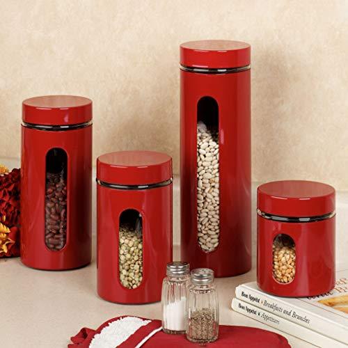 Quality Stainless Steel Canister Set for Kitchen Counter with Glass Wi -  Le'raze by G&L Decor Inc