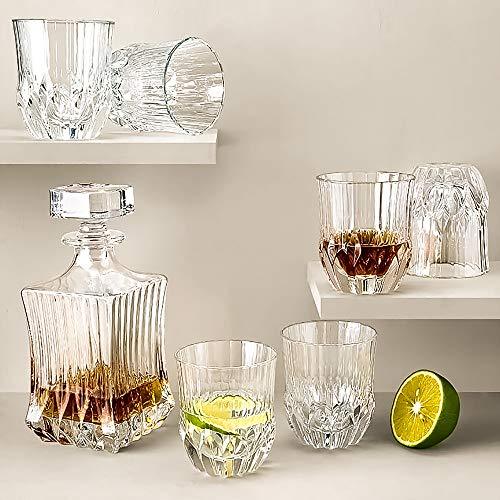 Le'raze 7-piece Italian Whiskey Decanter & DOF Whisky Glasses with Ornate Stopper & 6 DOF Wine Tumblers Exquisite Crystal Drinking Glasses - Le'raze by G&L Decor Inc