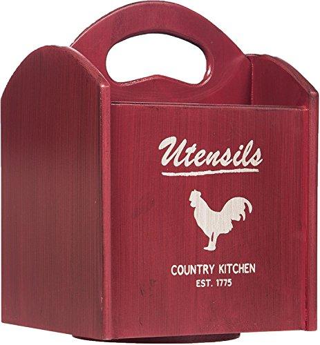 Kitchen Utensil Cutlery Organizer- Flatware Caddy Holds Forks, Spoons, Spatula - Vintage Flatware Organizer Set - Silverware Holder For Kitchen Countertop Storage (Red caddy) - Le'raze by G&L Decor Inc