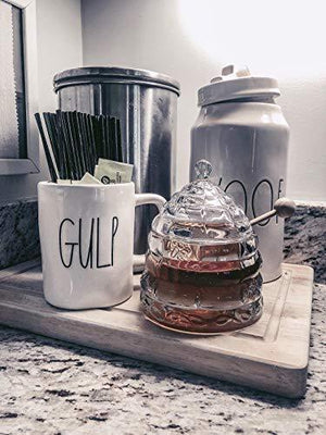 Elegant Honey Jar with Dipper and Lid, Glass Beehive Honey Pot for Honey and Jam - Le'raze by G&L Decor Inc