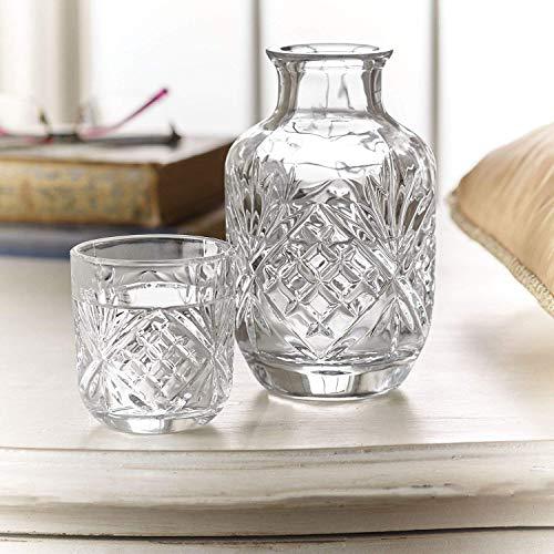 Crystal Bedside Night Carafe with Tumbler Glass Set - Le'raze by G&L Decor Inc