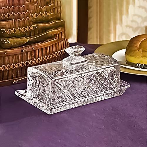 Covered Glass Butter Dish | Classic 2-Piece Design Butter Dish with Lid | Dishwasher Safe - Le'raze by G&L Decor Inc