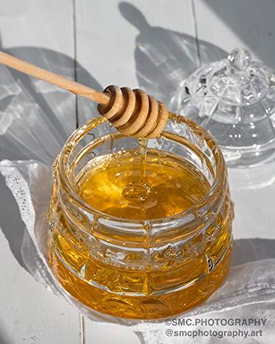 Elegant Honey Jar with Dipper and Lid, Glass Beehive Honey Pot for Honey and Jam - Le'raze by G&L Decor Inc