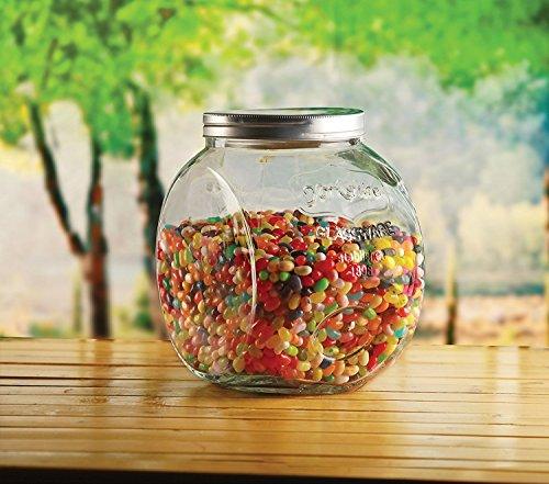 Wide Mouth Mason Jar – Food Preserving Canister With Metal Lid – Elegant Glass Cookie Jar With Lid 1.5 Gallon - Le'raze by G&L Decor Inc