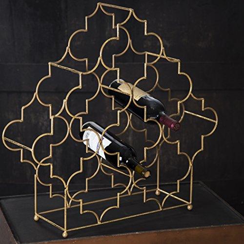 Elegant Modular 4 Tier Wine Rack, Wine Storage, Free-Standing Wine Bottle Display, 24inches High Antique Gold Metallic Holder, Holds 8-32 Bottles of Your Favorite Wines - Le'raze by G&L Decor Inc